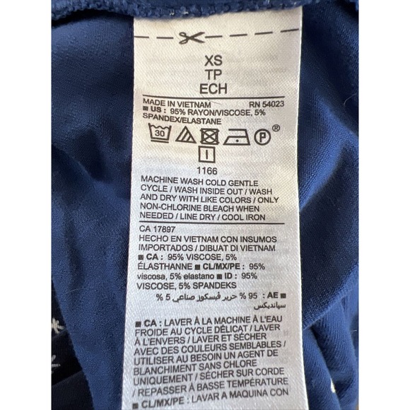 EUC Old Navy Jersey Knit Swing Dress Elbow Sleeves Extra Small XS Blue Polka Dot - Picture 11 of 11